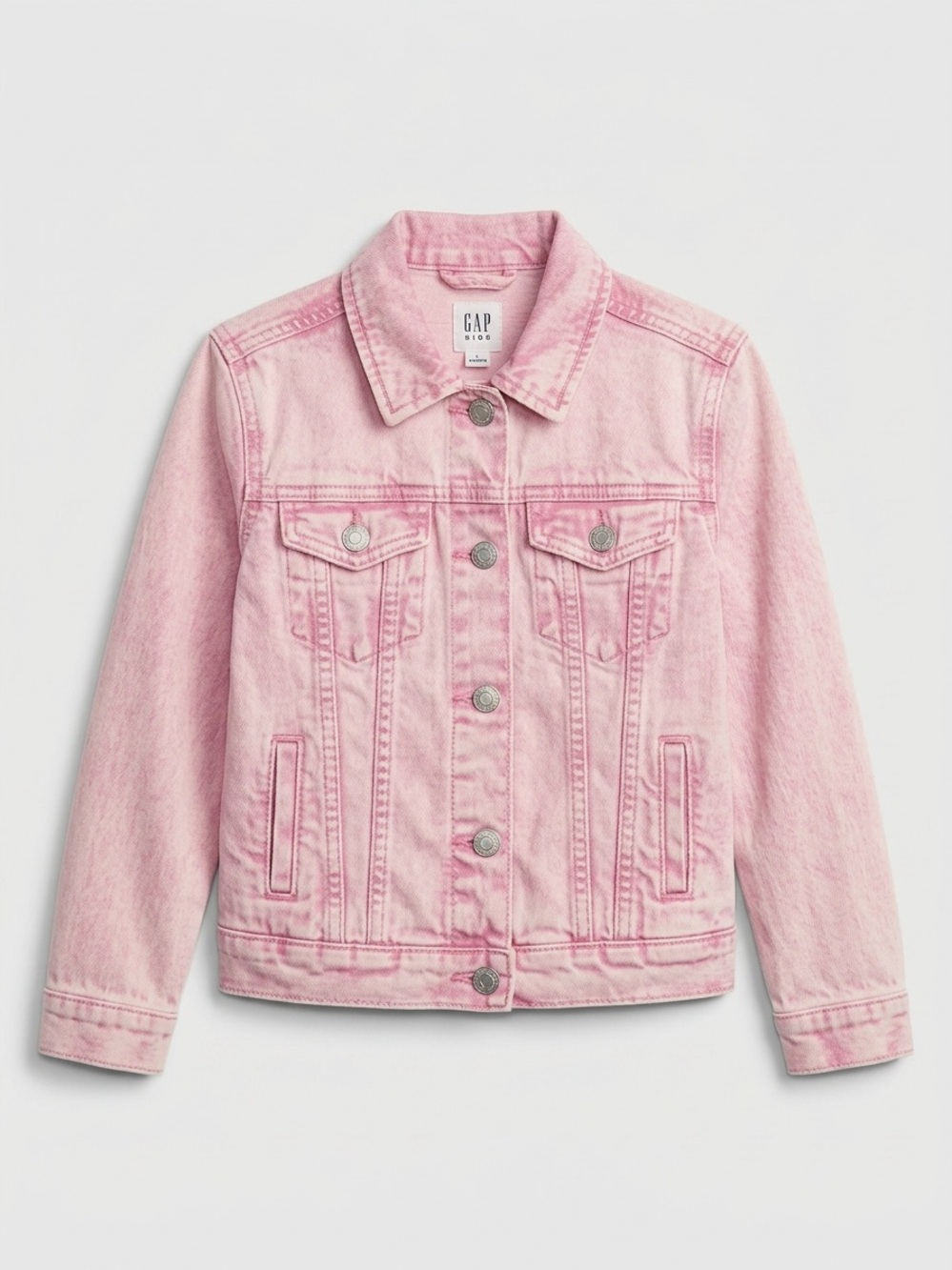 GAP Kids Acid Wash Pink Denim Jacket Size S
